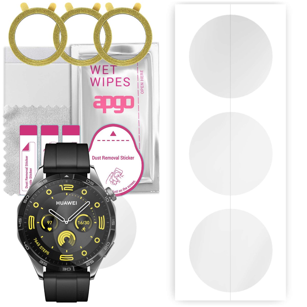 3x Folia hydrożelowa do Huawei Watch GT4 46 mm - apgo Smartwatch Hydrogel Protection Ochrona na ekran smartwatcha