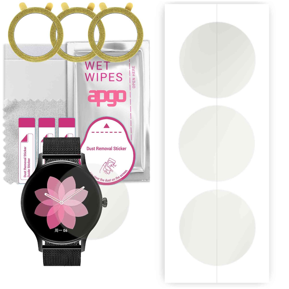3x Folia hydrożelowa MATOWA do Pacific Black SET PC00162 - apgo Smartwatch Hydrogel MATTE Protection Ochrona na ekran smartwatcha