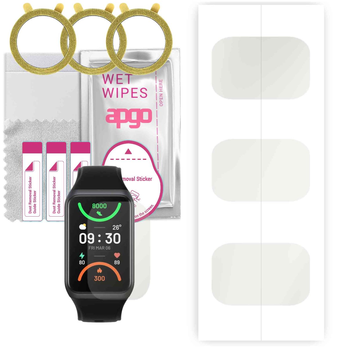 3x Folia hydrożelowa MATOWA do Oppo Band 2 - apgo Smartwatch Hydrogel MATTE Protection Ochrona na ekran smartwatcha