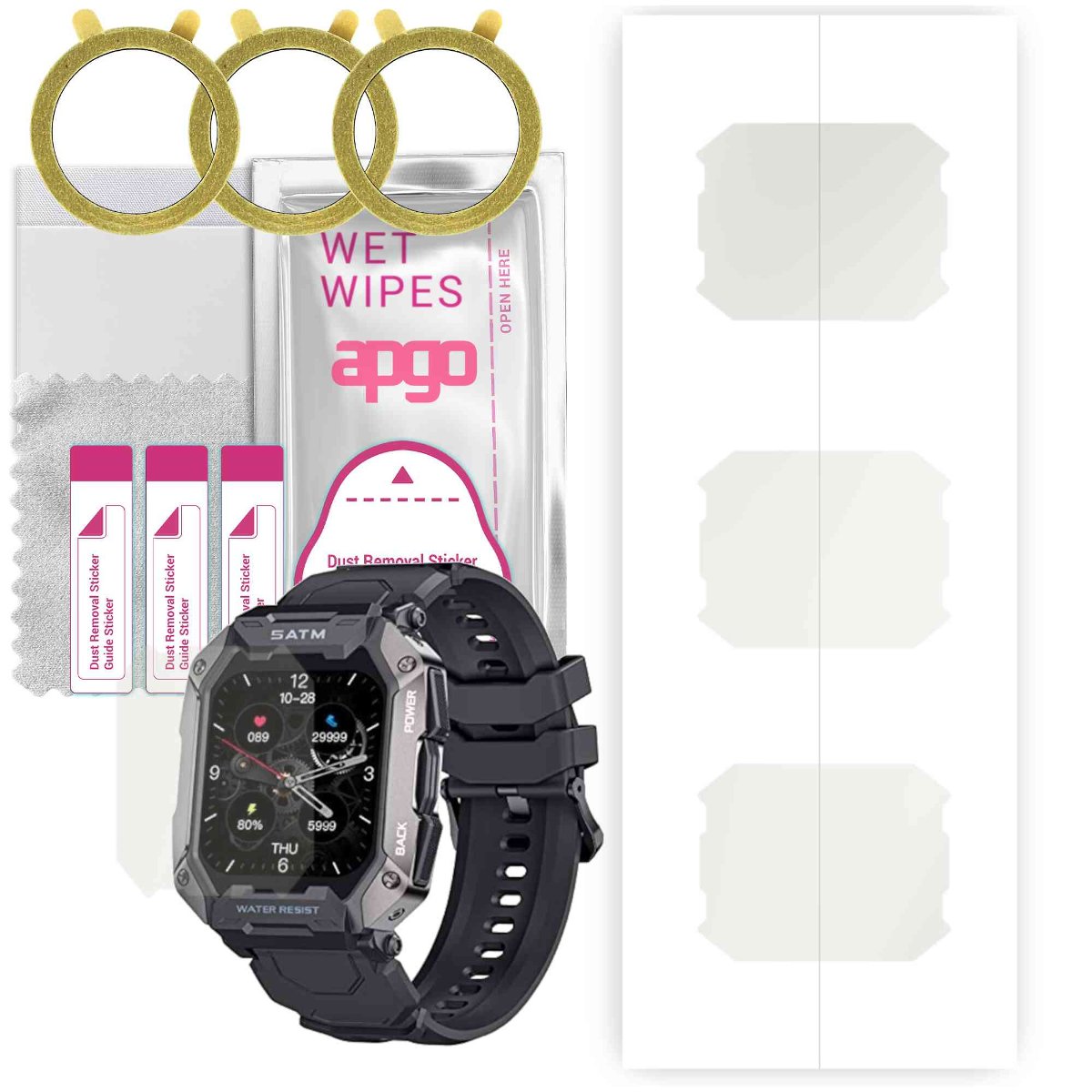3x Folia hydrożelowa MATOWA do Slothcloud C20 - apgo Smartwatch Hydrogel MATTE Protection Ochrona na ekran smartwatcha
