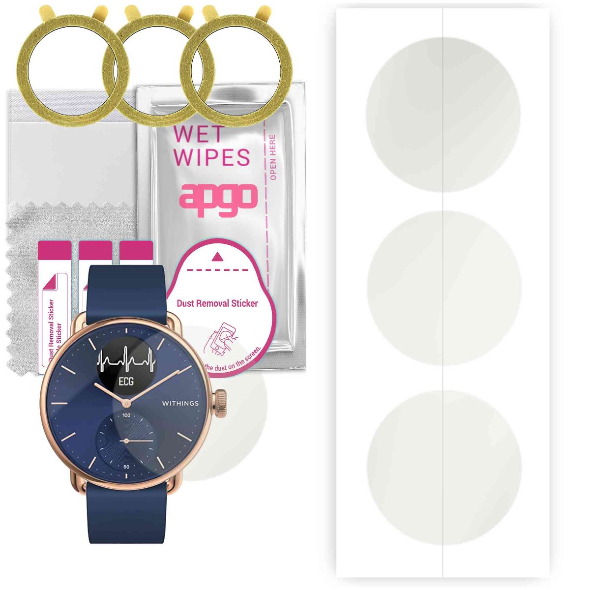 3x Folia hydrożelowa MATOWA do Withings ScanWatch Hybrid 3700546707261 - apgo Smartwatch Hydrogel MATTE Protection Ochrona na ekran smartwatcha