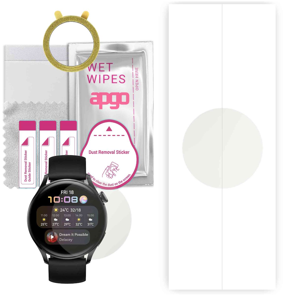 1x Folia hydrożelowa MATOWA do Huawei Watch 3 Active - apgo Smartwatch Hydrogel MATTE Protection Ochrona na ekran smartwatcha