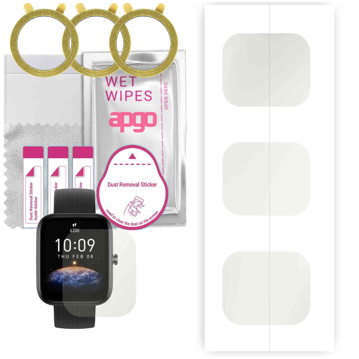 3x Folia hydrożelowa MATOWA do Amazfit Bip 3 Pro - apgo Smartwatch Hydrogel MATTE Protection Ochrona na ekran smartwatcha