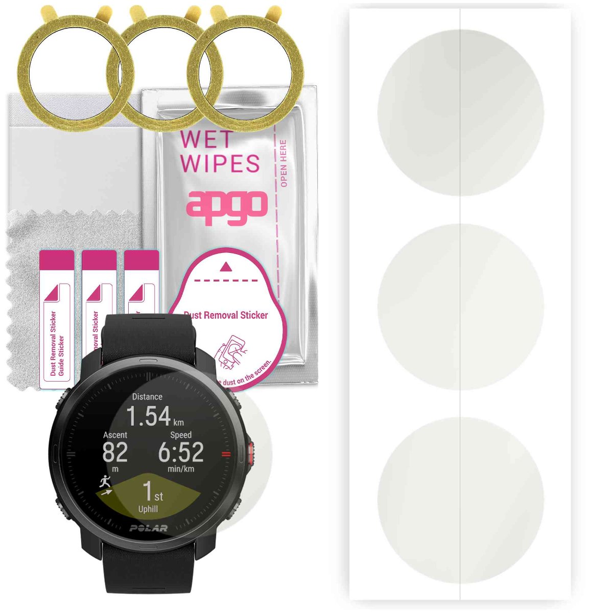 3x Folia hydrożelowa MATOWA do Polar Grit X S M - apgo Smartwatch Hydrogel MATTE Protection Ochrona na ekran smartwatcha