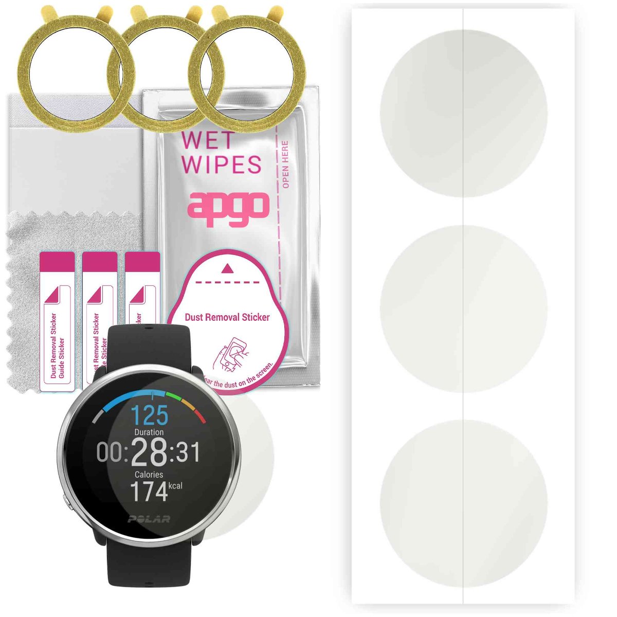 3x Folia hydrożelowa MATOWA do Polar Ignite M L - apgo Smartwatch Hydrogel MATTE Protection Ochrona na ekran smartwatcha