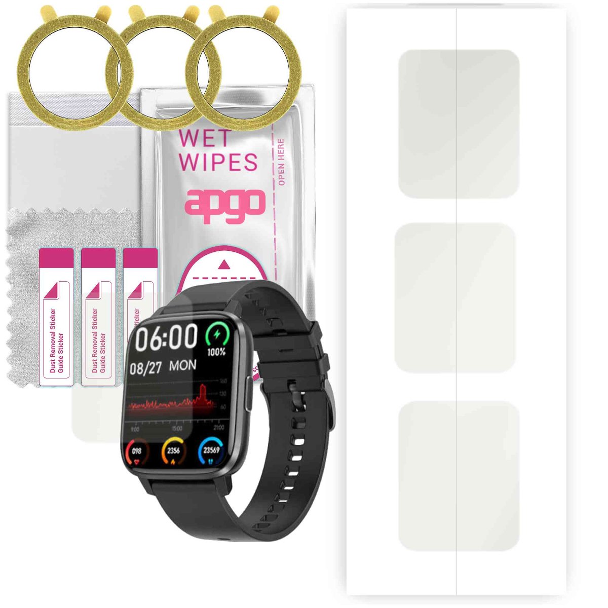 3x Folia hydrożelowa MATOWA do DT NO.1 DTX Max - apgo Smartwatch Hydrogel MATTE Protection Ochrona na ekran smartwatcha