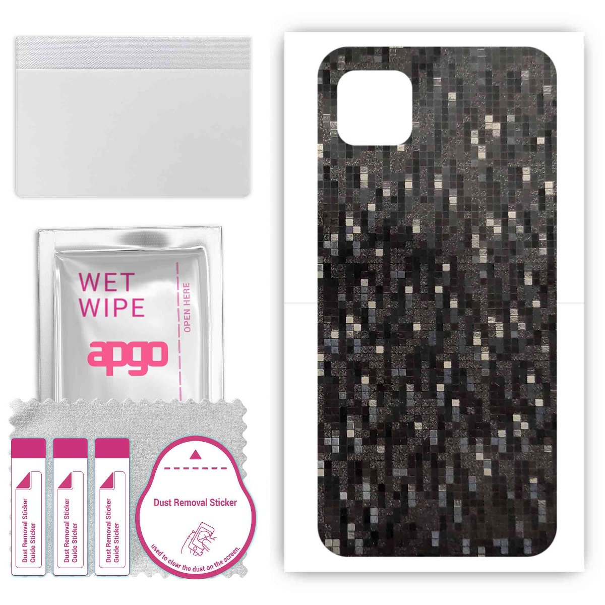 Folia naklejka skórka strukturalna na TYŁ do Oppo A16E -  Carbon Pixel Czarny - apgo SKINS