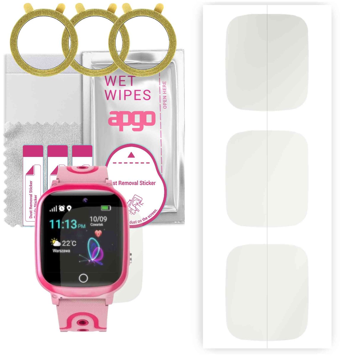 3x Folia hydrożelowa MATOWA do GoGPS K17 - apgo Smartwatch Hydrogel MATTE Protection Ochrona na ekran smartwatcha