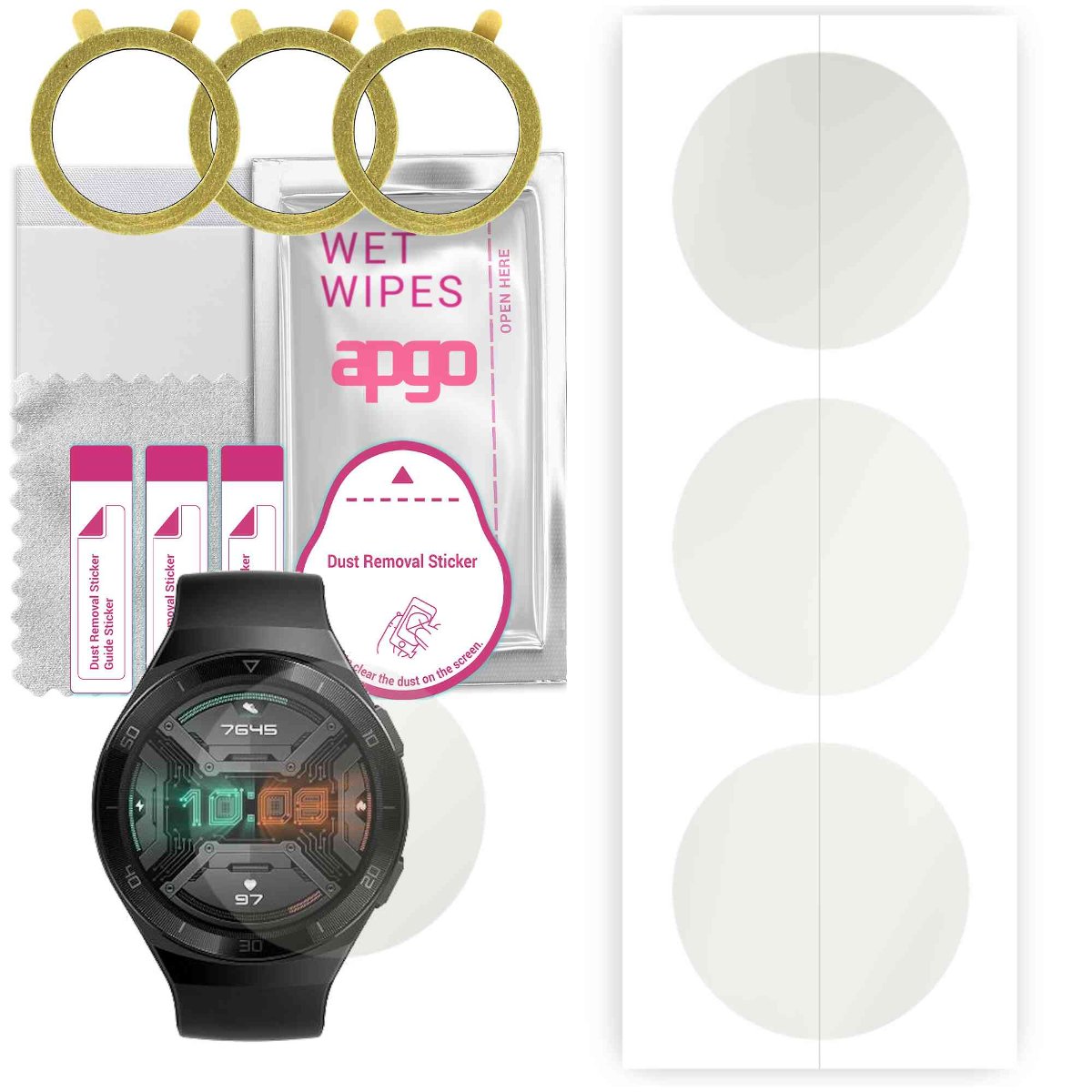 3x Folia hydrożelowa MATOWA do Huawei Watch GT 2e - apgo Smartwatch Hydrogel MATTE Protection Ochrona na ekran smartwatcha