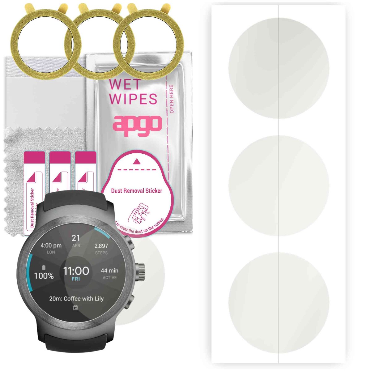 3x Folia hydrożelowa MATOWA do LG Watch Sport - apgo Smartwatch Hydrogel MATTE Protection Ochrona na ekran smartwatcha