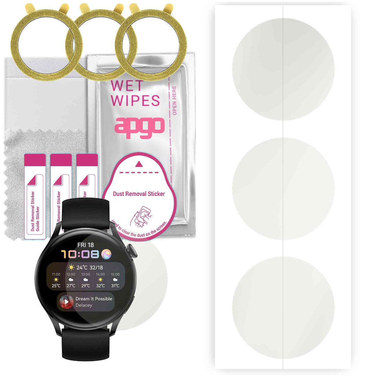 3x Folia hydrożelowa MATOWA do Huawei Watch 3 Active - apgo Smartwatch Hydrogel MATTE Protection Ochrona na ekran smartwatcha