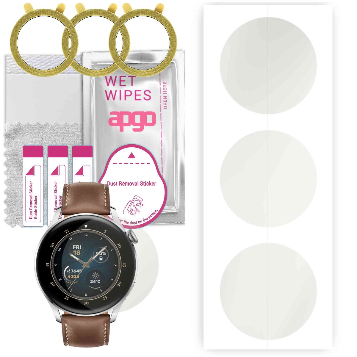 3x Folia hydrożelowa MATOWA do Huawei Watch 3 Classic - apgo Smartwatch Hydrogel MATTE Protection Ochrona na ekran smartwatcha