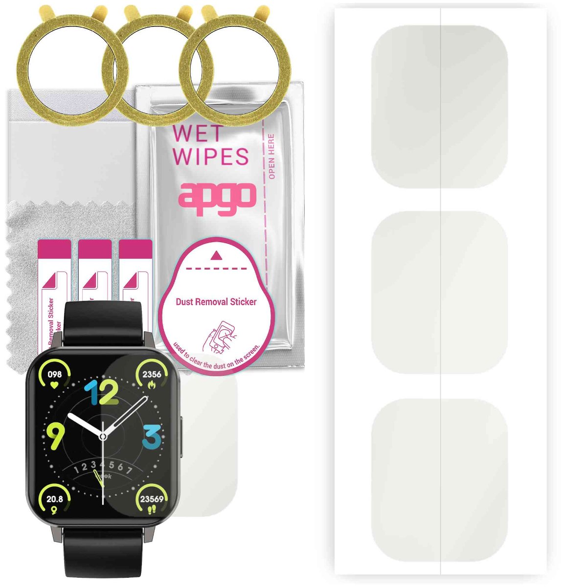 3x Folia hydrożelowa MATOWA do Kello DTX - apgo Smartwatch Hydrogel MATTE Protection Ochrona na ekran smartwatcha