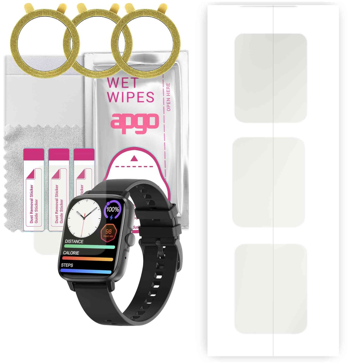 3x Folia hydrożelowa MATOWA do DT NO.1 DT102 - apgo Smartwatch Hydrogel MATTE Protection Ochrona na ekran smartwatcha