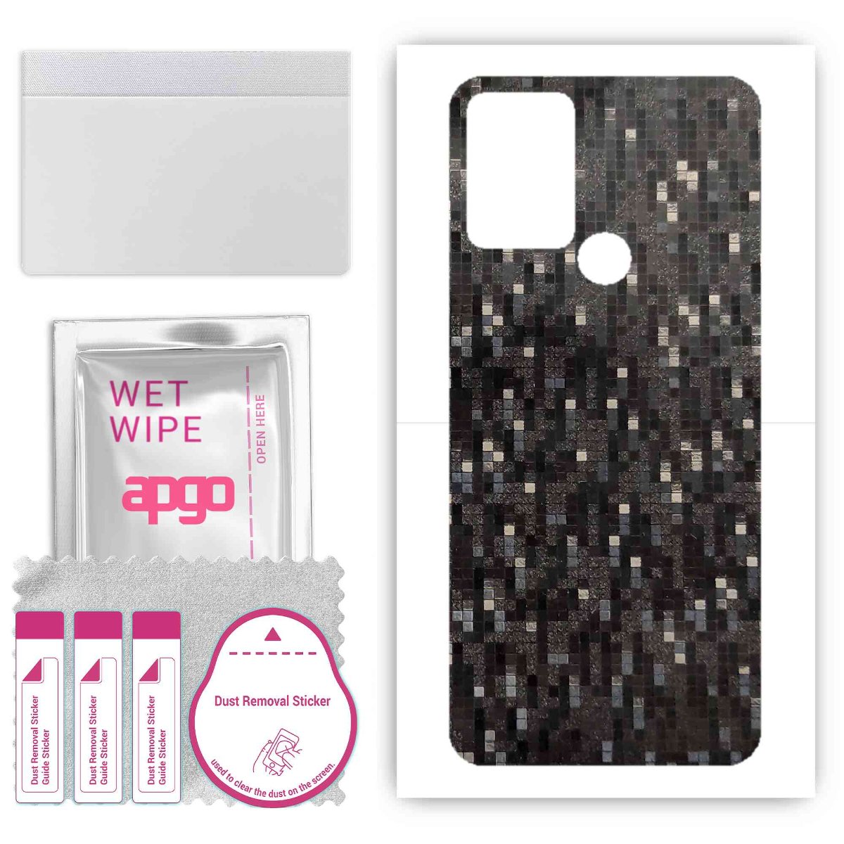 Folia naklejka skórka strukturalna na TYŁ do HTC Desire 20 Plus -  Carbon Pixel Czarny - apgo SKINS