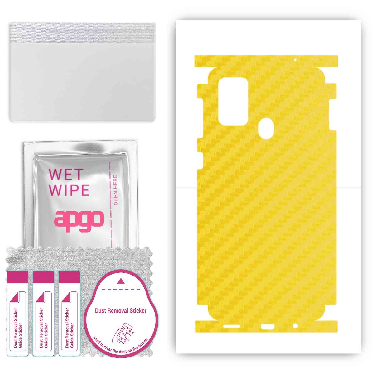 Folia naklejka skórka strukturalna na TYŁ+BOKI do Samsung Galaxy M31 Prime -  Carbon Żółty - apgo SKINS