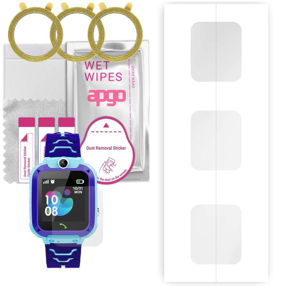 3x Folia hydrożelowa do DexXer Dla dzieci z kamerą z przodu U8S - apgo Smartwatch Hydrogel Protection Ochrona na ekran smartwatcha