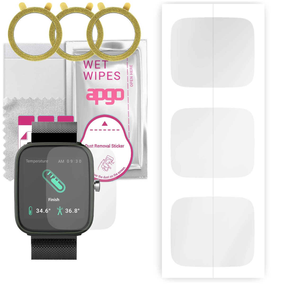 3x Folia hydrożelowa do Vector Smart Classic Mesh - apgo Smartwatch Hydrogel Protection Ochrona na ekran smartwatcha