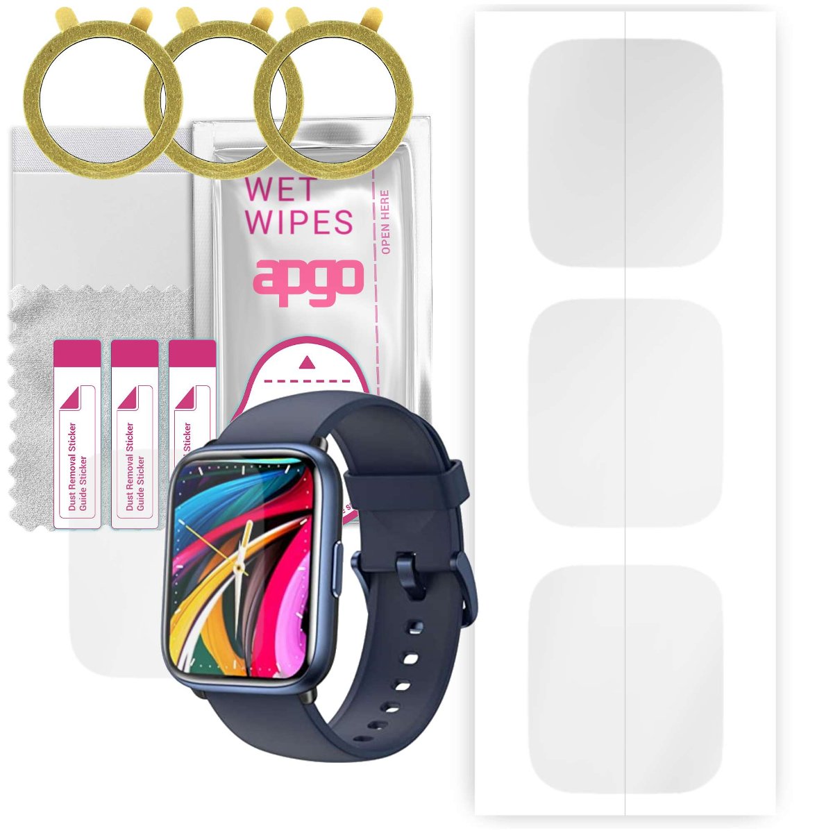 3x Folia hydrożelowa do Hoaiyo V61 - apgo Smartwatch Hydrogel Protection Ochrona na ekran smartwatcha