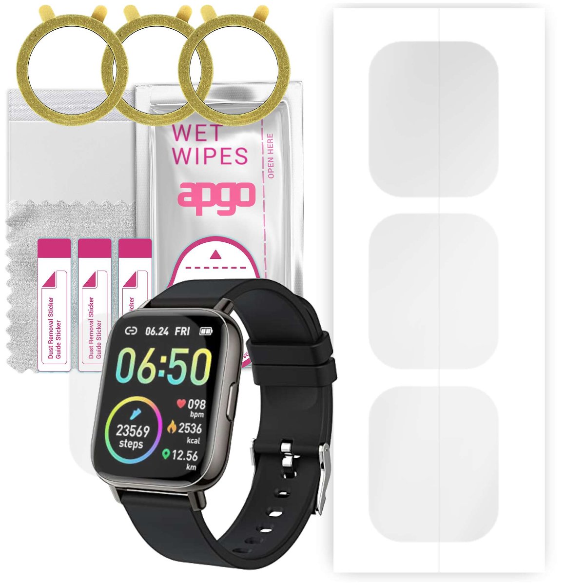 3x Folia hydrożelowa do Motast P32  - apgo Smartwatch Hydrogel Protection Ochrona na ekran smartwatcha