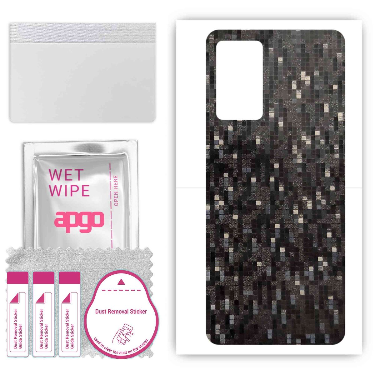 Folia naklejka skórka strukturalna na TYŁ do Oppo A96 4G -  Carbon Pixel Czarny - apgo SKINS