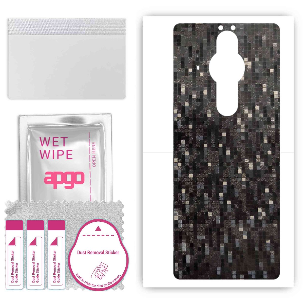 Folia naklejka skórka strukturalna na TYŁ do Sony Xperia PRO -  Carbon Pixel Czarny - apgo SKINS