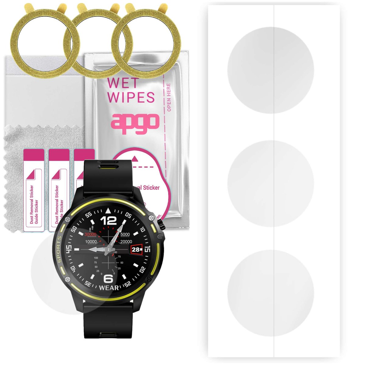 3x Folia hydrożelowa do Watchmark Outdoor WL8 - apgo Smartwatch Hydrogel Protection Ochrona na ekran smartwatcha