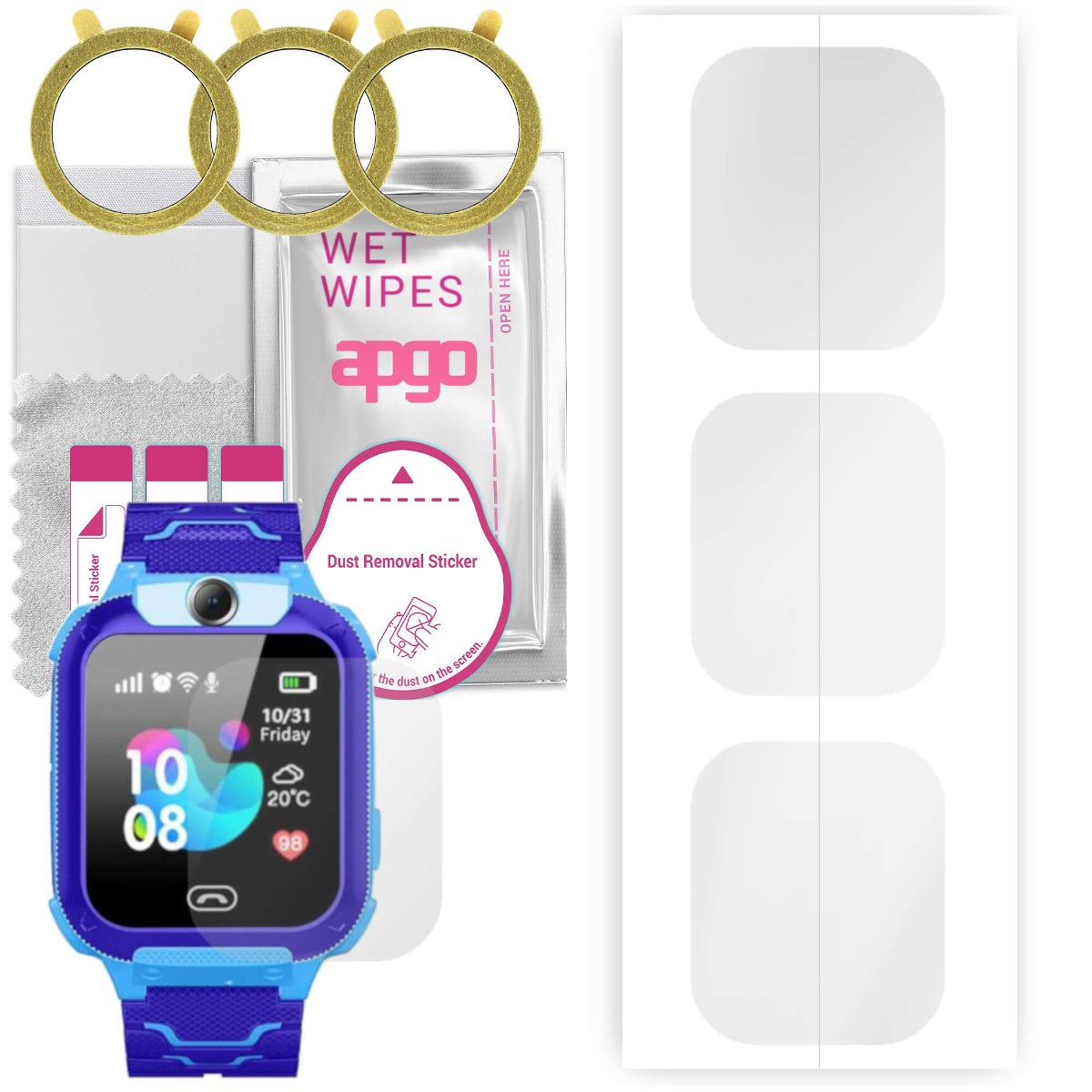 3x Folia hydrożelowa do Smartwatch dla dzieci Q12 - apgo Smartwatch Hydrogel Protection Ochrona na ekran smartwatcha