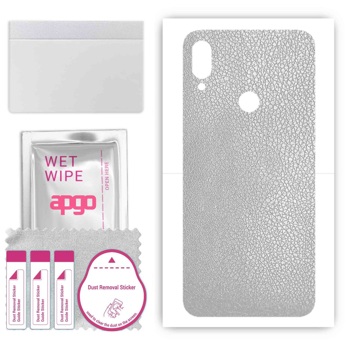 Folia naklejka skórka strukturalna na TYŁ do Xiaomi Redmi Note 7 -  Skóra Srebrna - apgo SKINS
