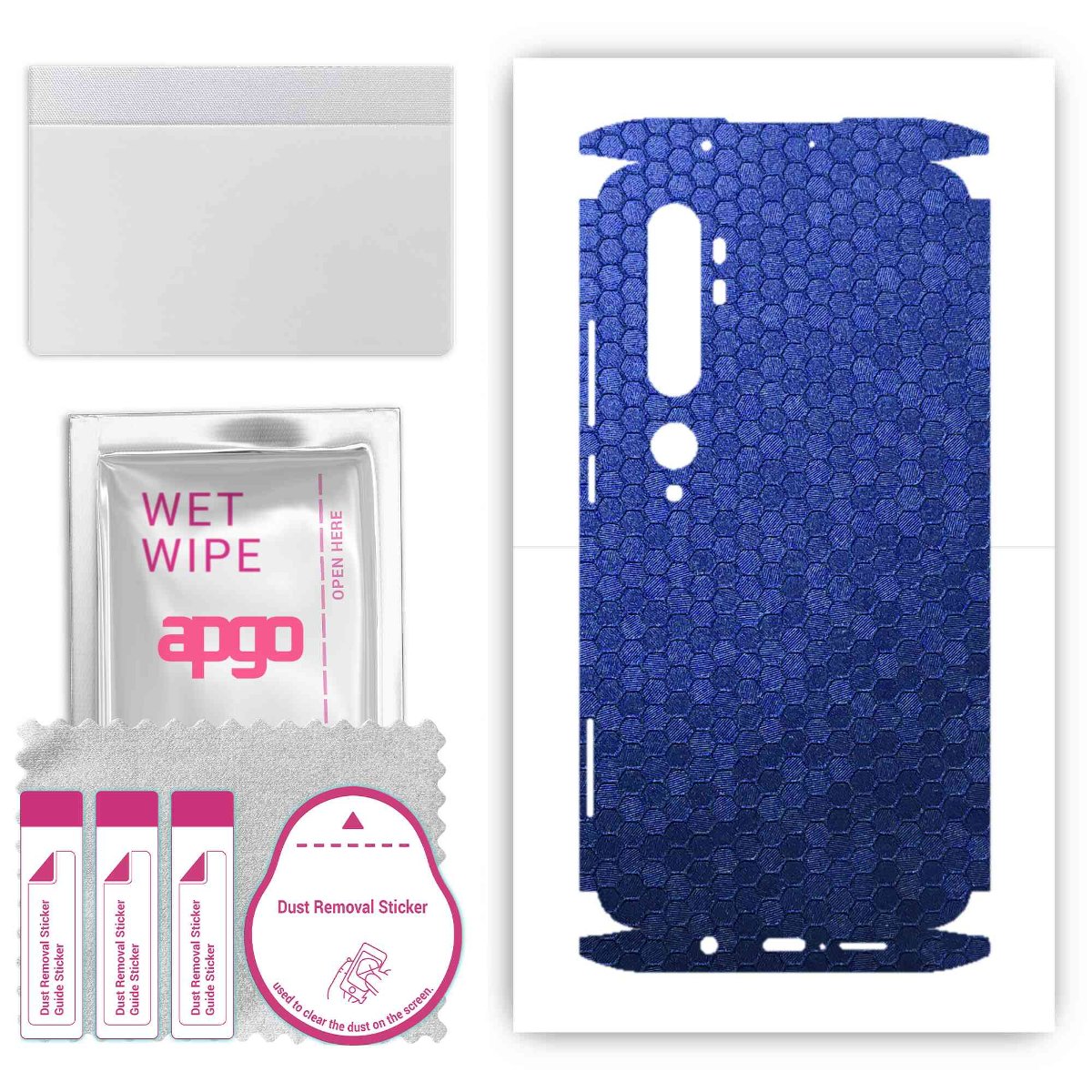 Folia naklejka skórka strukturalna na TYŁ+BOKI do Xiaomi Mi Note 10 Pro -  Plaster Miodu Niebieski - apgo SKINS