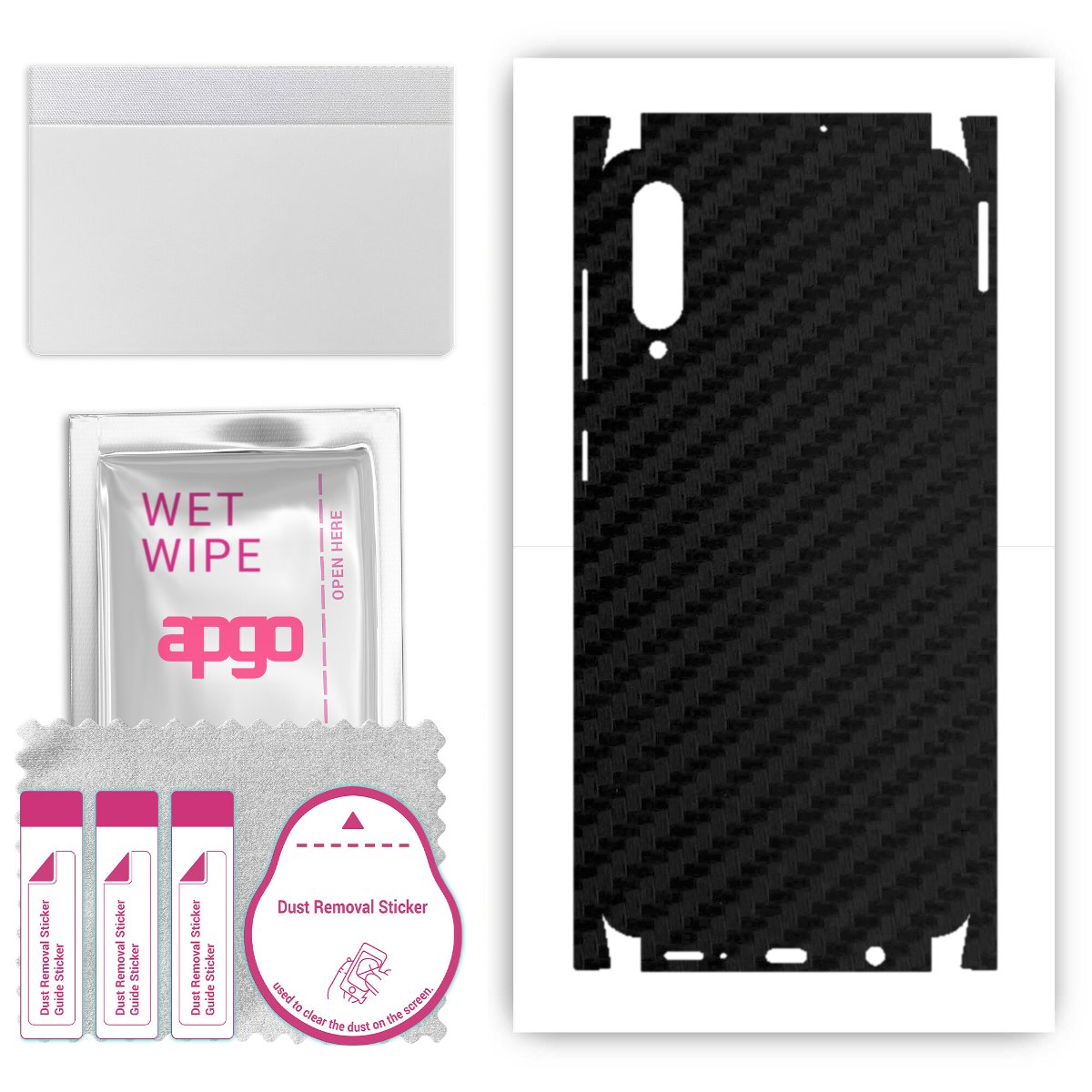 Folia naklejka skórka strukturalna na TYŁ+BOKI do Samsung Galaxy A50s -  Carbon Czarny - apgo SKINS