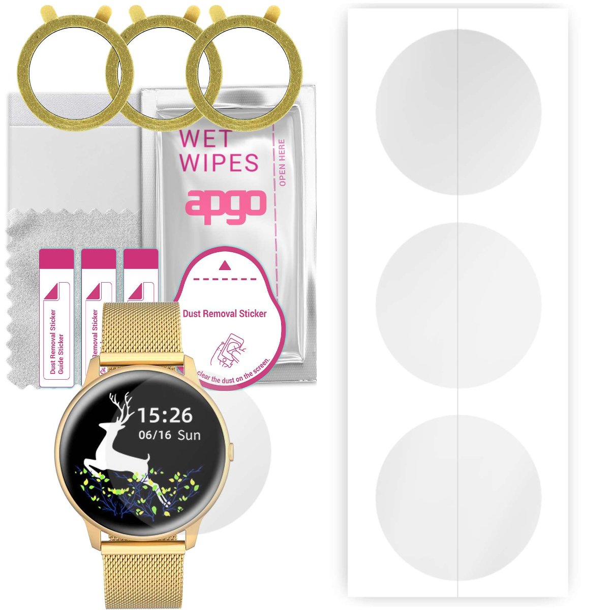 3x Folia hydrożelowa do G.Rossi SW015 - apgo Smartwatch Hydrogel Protection Ochrona na ekran smartwatcha