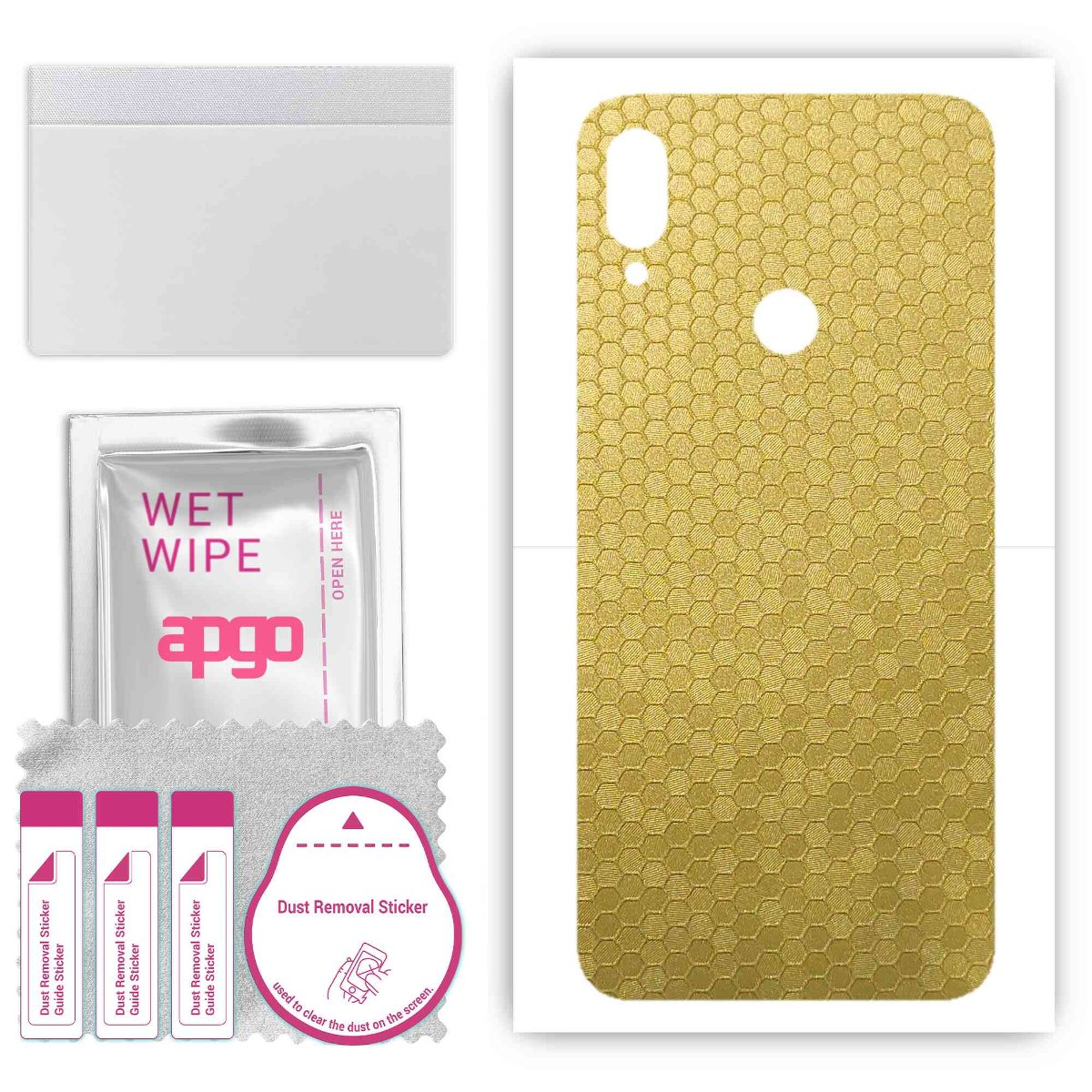 Folia naklejka skórka strukturalna na TYŁ do Xiaomi Redmi Note 7 -  Plaster Miodu Złoty - apgo SKINS