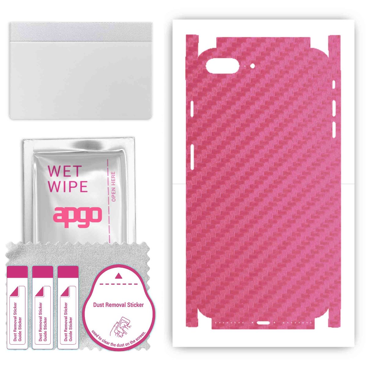 Folia naklejka skórka strukturalna na TYŁ+BOKI do Apple iPhone 7 Plus -  Carbon Różowy - apgo SKINS