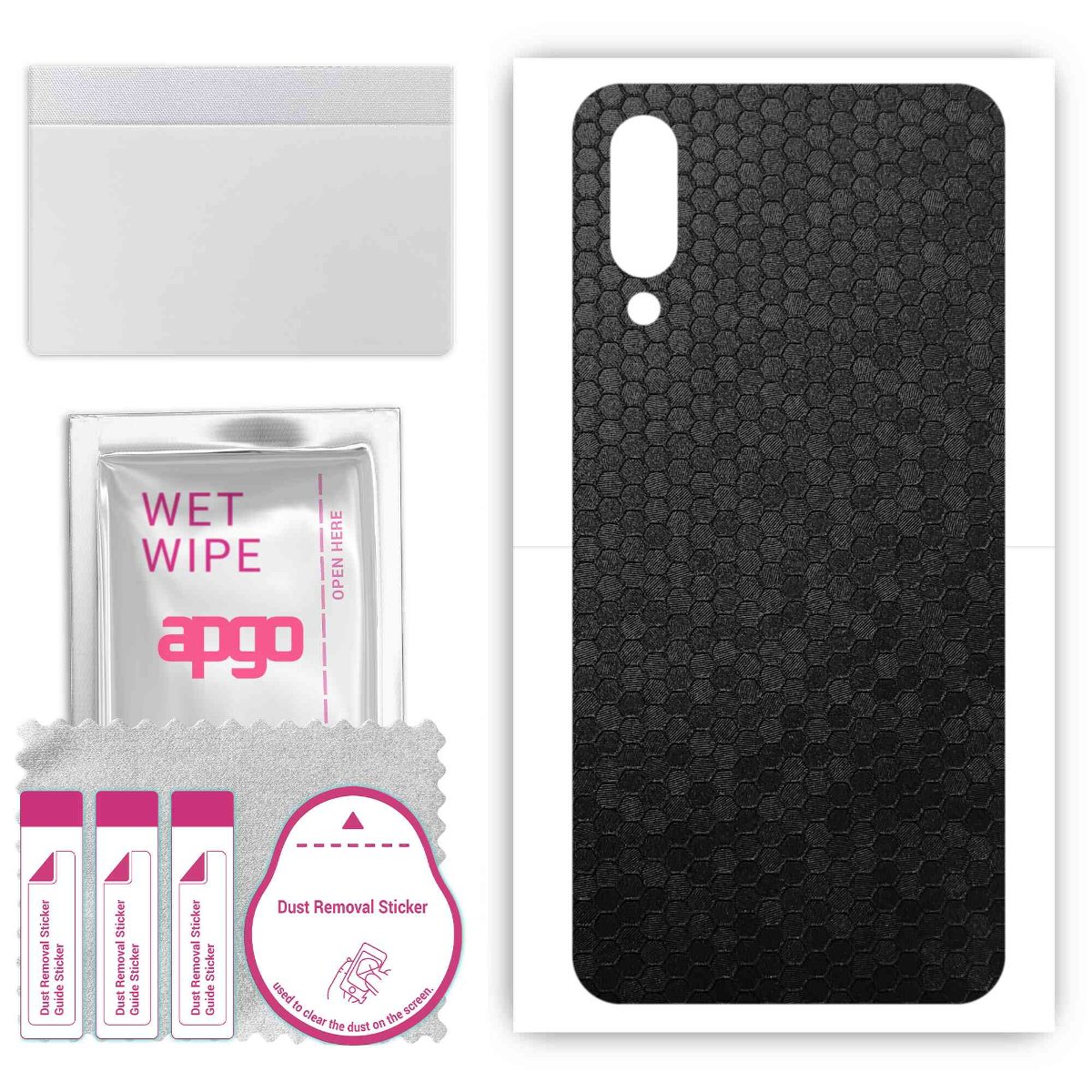 Folia naklejka skórka strukturalna na TYŁ do Xiaomi Mi 9 Explorer -  Plaster Miodu Czarny - apgo SKINS