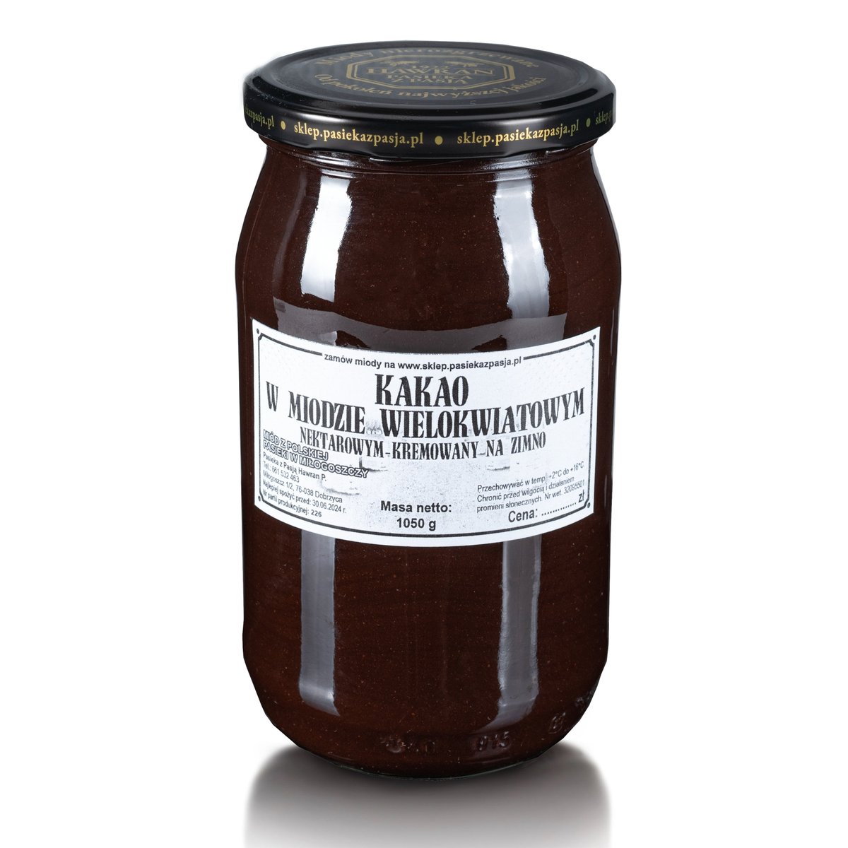 KAKAO W MIODZIE WIELOKWIATOWYM 1010g, pyszny, słodki, nierozgrzewany, 100 lat tradycji, zdrowy