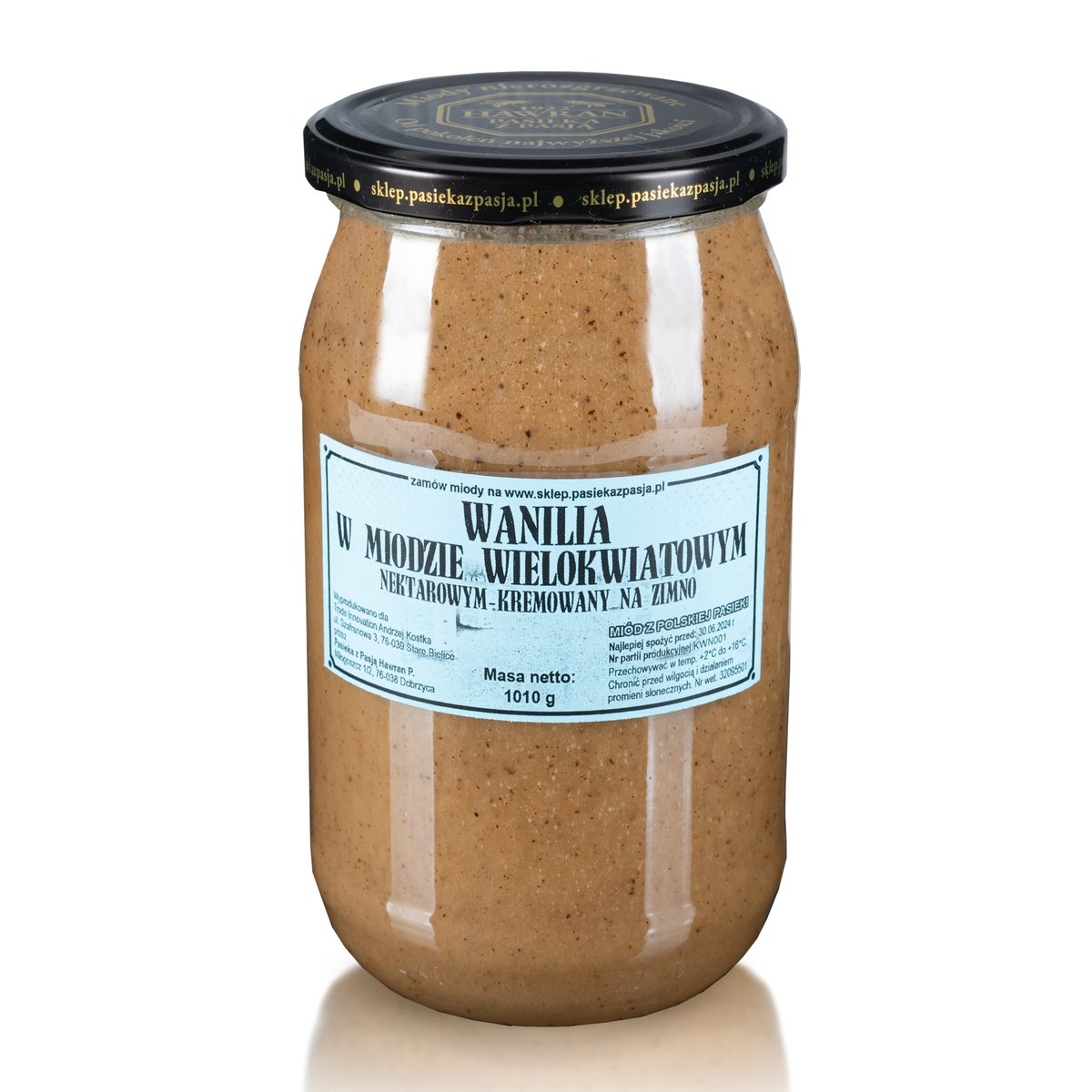 WANILIA W MIODZIE WIELOKWIATOWYM 1010g, pyszny, słodki, nierozgrzewany, 100 lat tradycji, zdrowy