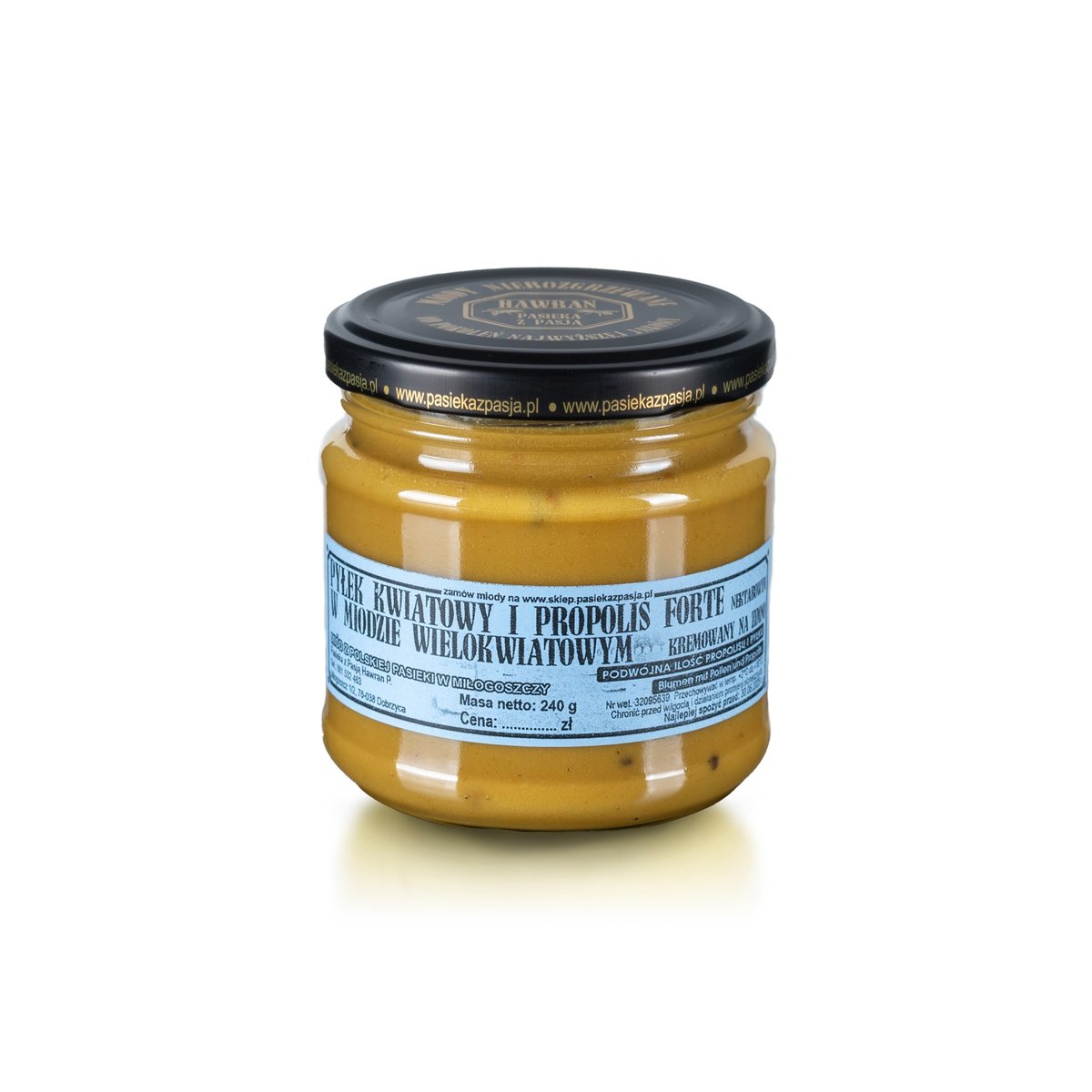 PYŁEK I PROPOLIS FORTE W MIODZIE WIELOKWIATOWYM 240g, pyszny, słodki, nierozgrzewany, 100 lat tradycji, zdrowy