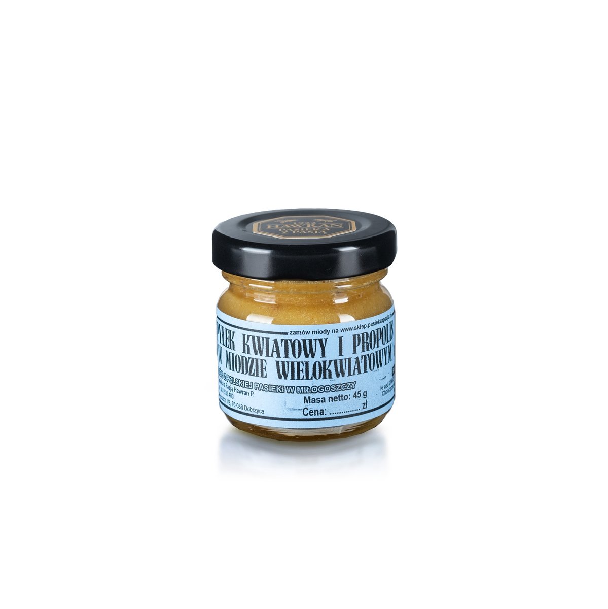 PYŁEK I PROPOLIS W MIODZIE WIELOKWIATOWYM 45g, pyszny, słodki, nierozgrzewany, 100 lat tradycji, zdrowy