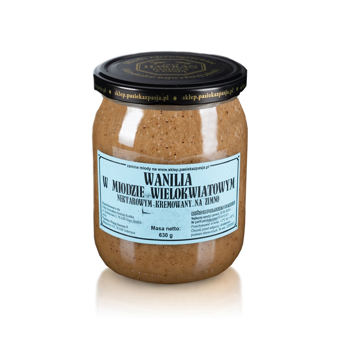 WANILIA W MIODZIE WIELOKWIATOWYM 630g, pyszny, słodki, nierozgrzewany, 100 lat tradycji, zdrowy