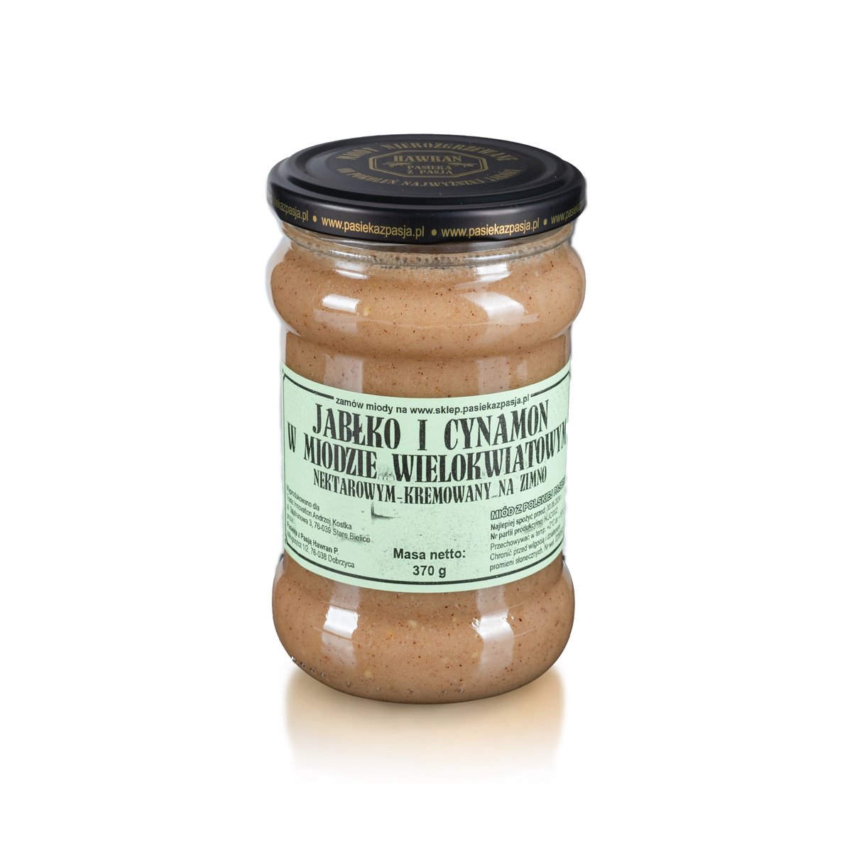 JABŁKO I CYNAMON W MIODZIE WIELOKWIATOWYM 370g, pyszny, słodki, nierozgrzewany, 100 lat tradycji, zdrowy