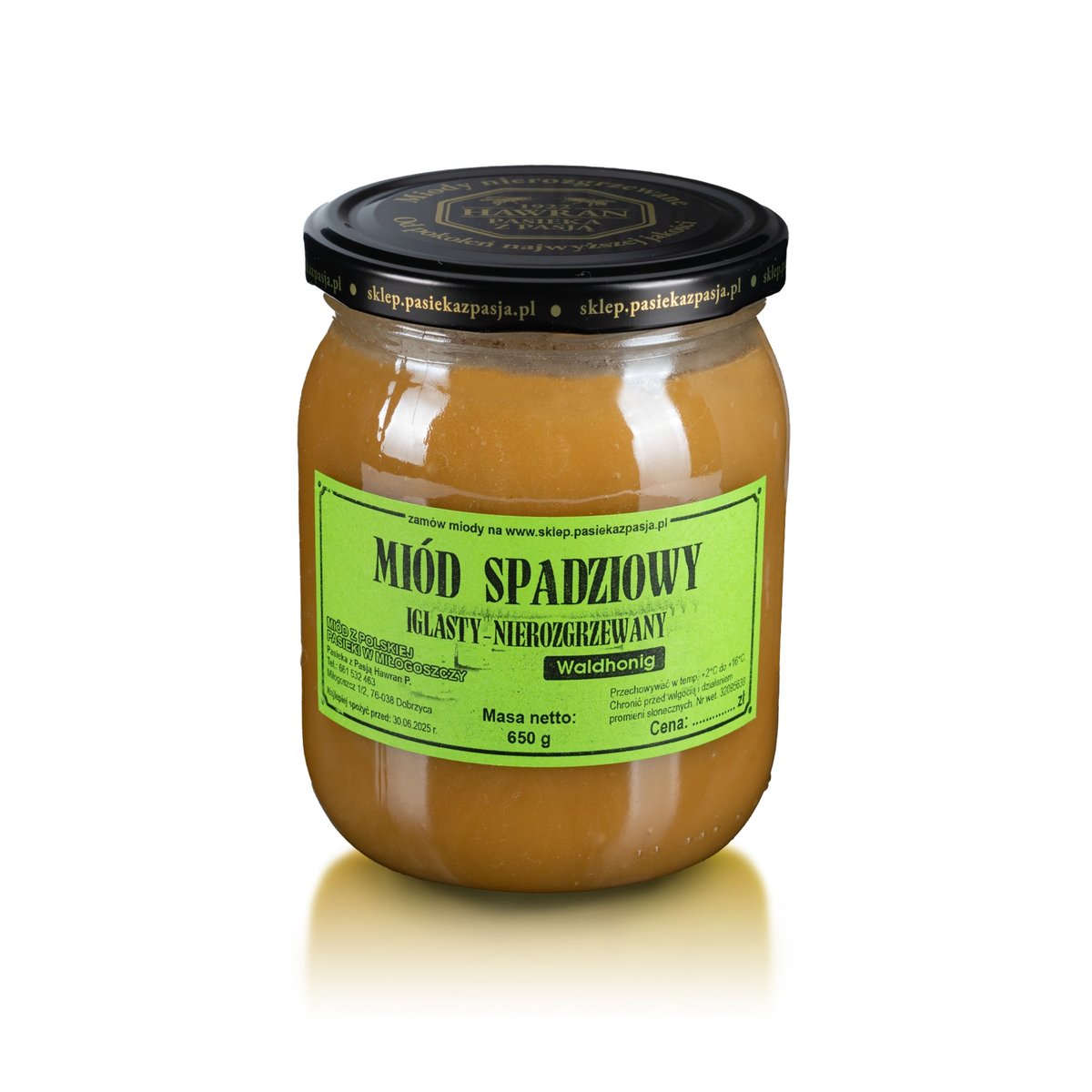 MIÓD SPADZIOWY IGLASTY 650g, surowy, nierozgrzewany, 100 lat tradycji, zdrowy