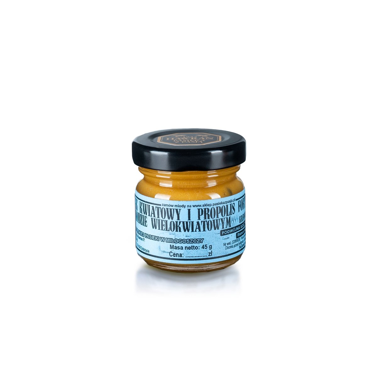 PYŁEK I PROPOLIS FORTE W MIODZIE WIELOKWIATOWYM 45g, pyszny, słodki, nierozgrzewany, 100 lat tradycji, zdrowy