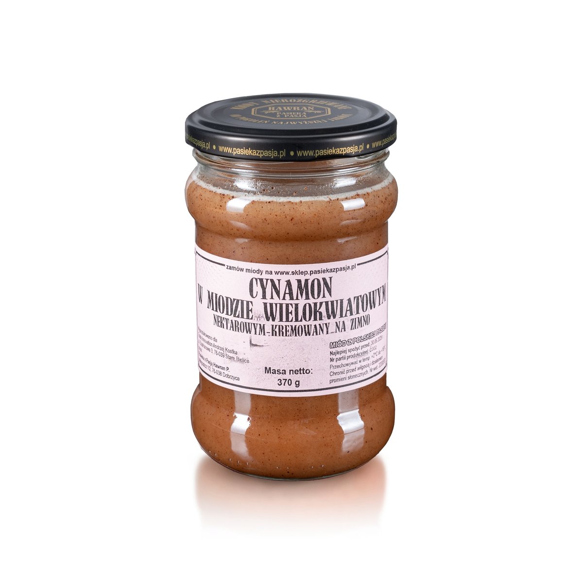 CYNAMON W MIODZIE WIELOKWIATOWYM - MIÓD CYNAMONOWY 370g, pyszny, słodki, nierozgrzewany, 100 lat tradycji, zdrowy