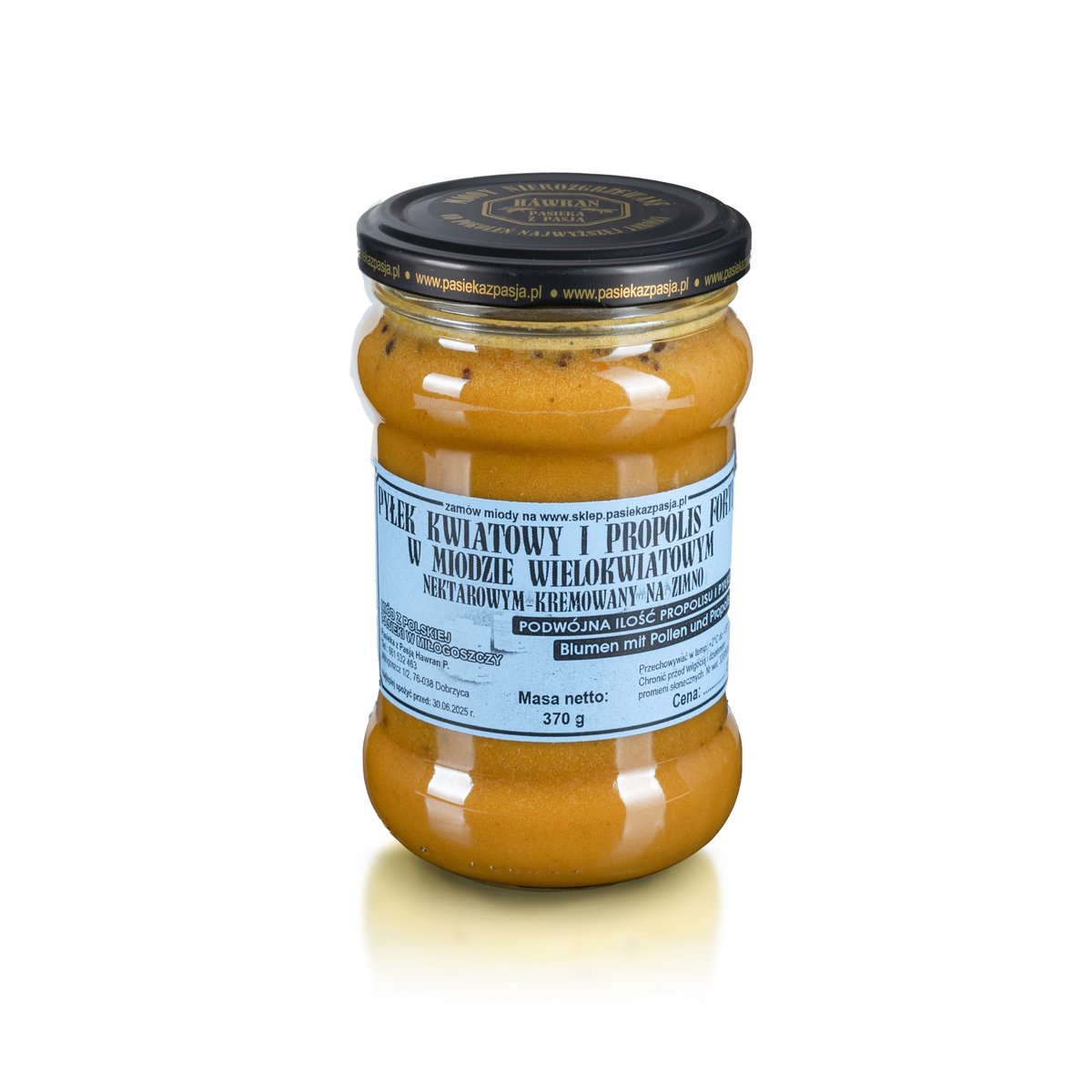 PYŁEK I PROPOLIS FORTE W MIODZIE WIELOKWIATOWYM 370g, pyszny, słodki, nierozgrzewany, 100 lat tradycji, zdrowy