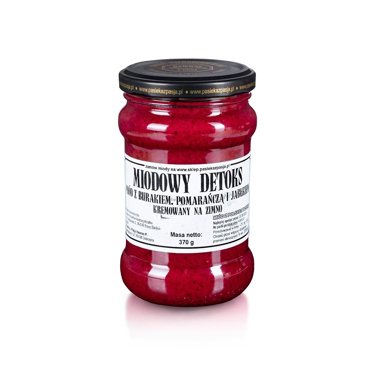 MIODOWY DETOKS 370g, oczyszczający, słodki, nierozgrzewany, 100 lat tradycji, zdrowy