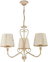 LAMPA WISZĄCA trzypunktowa kremowe abażury złote wykończenie styl klasyczny SOFIA SI 3 Jupiter