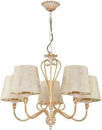 LAMPA WISZĄCA pięciopunktowa kremowe abażury złote wykończenie styl klasyczny SOFIA SI 5 Jupiter