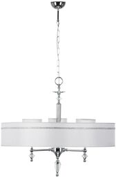 LAMPA WISZĄCA biały abażur chromowana rama styl klasyczny HILTON HT 3 Jupiter