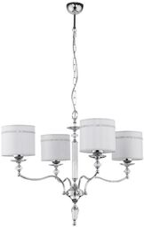 LAMPA WISZĄCA czteropunktowa białe abażury chromowana rama styl klasyczny HILTON HT 4 Jupiter